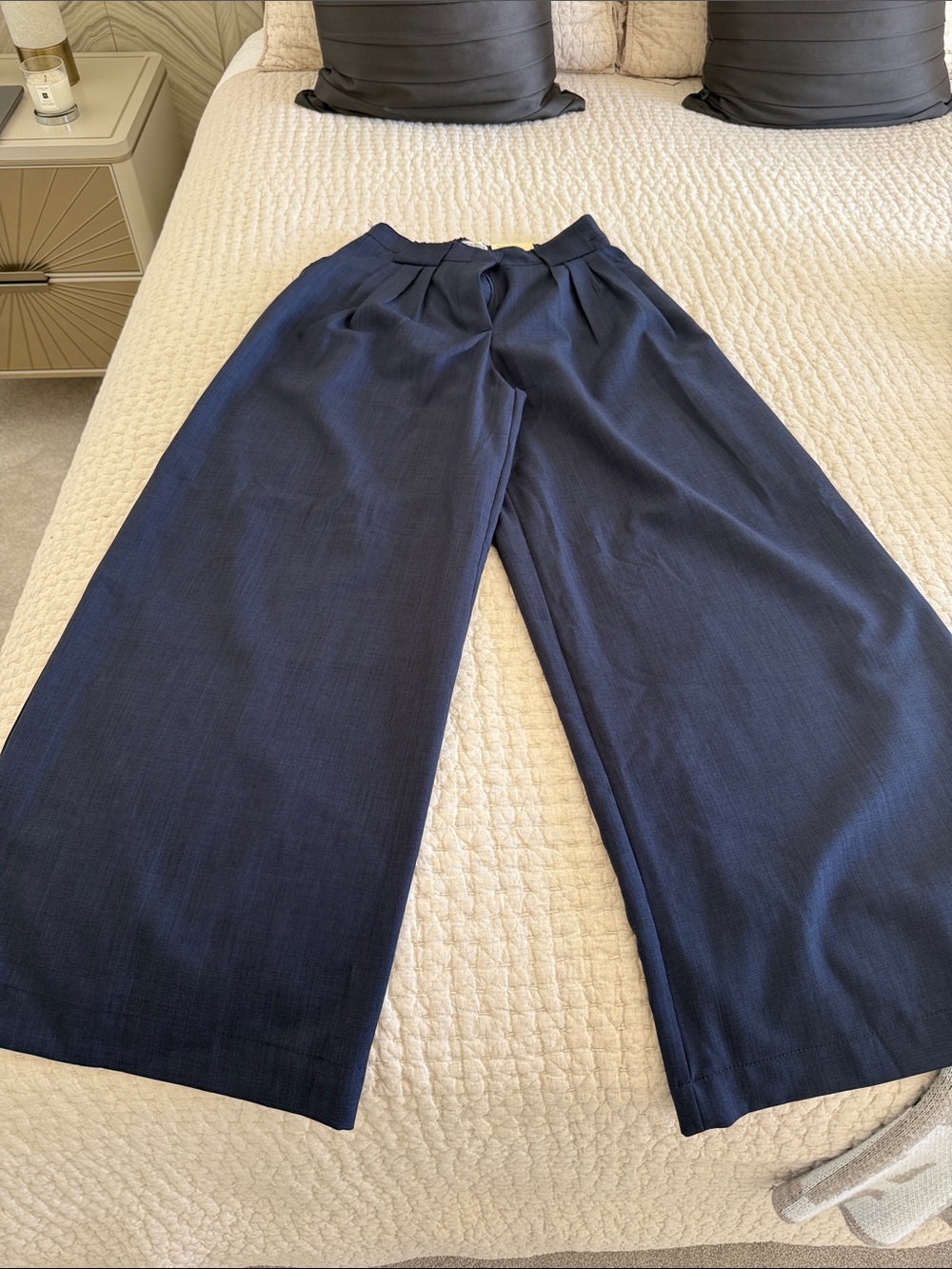 Max Studio Navy Wide-Leg Pleated Palazzo Pants
